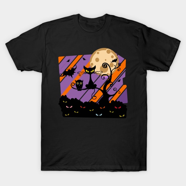 Cat and Owl halloween T-Shirt by YellowQueen